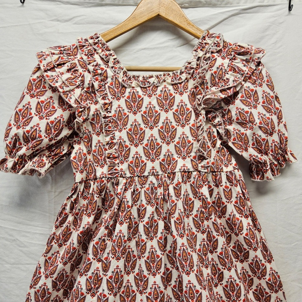 A Loves A Girls Maxi Dress Kids‎ Size L Cream Paisley Smocked Ruffle Boho Tiered